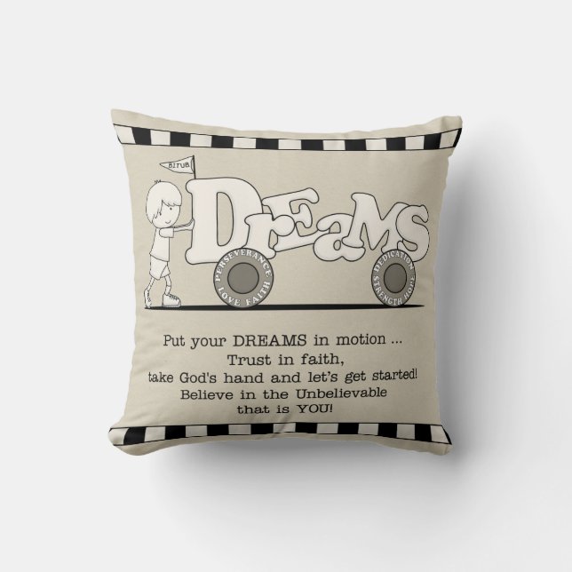Dreams in Motion Throw Pillow (Front)