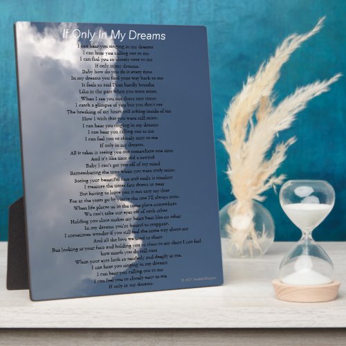 Dreams Love Poem Fluffy White Clouds EASEL Plaque