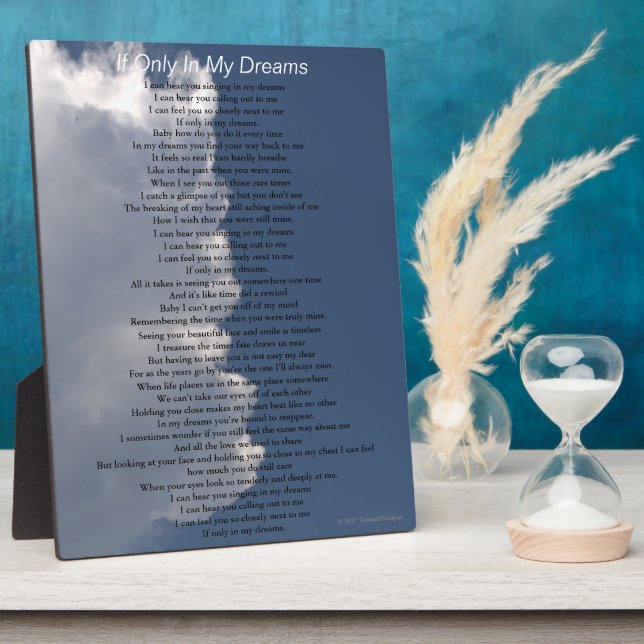 Dreams Love Poem Fluffy White Clouds EASEL Plaque (Side)