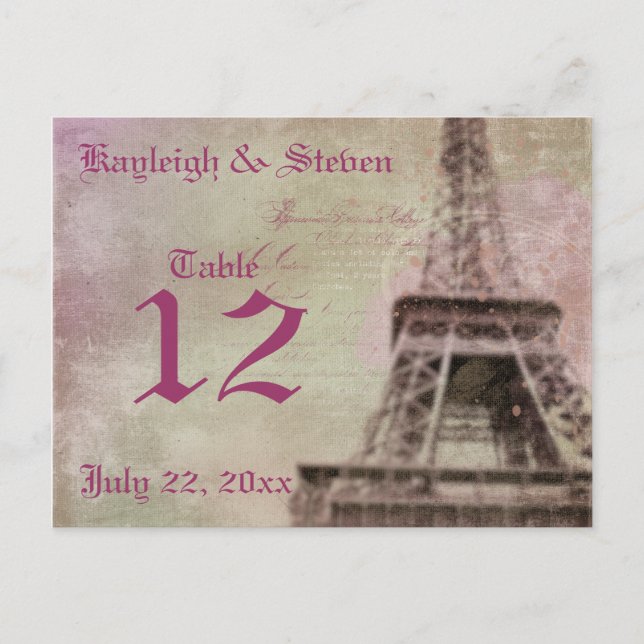 Dreams of Paris Table Number (Front)