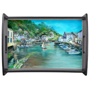 Dreams of Polperro Large Serving Tray, Black Tray