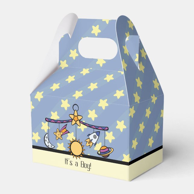 Dreams of Space Mobile Baby Shower Favor Box (Front Side)