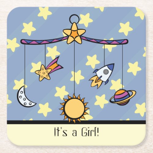 Dreams of Space Mobile Baby Shower Paper Coasters