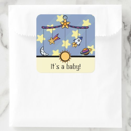 Dreams of Space Mobile Baby Shower Sticker Roll