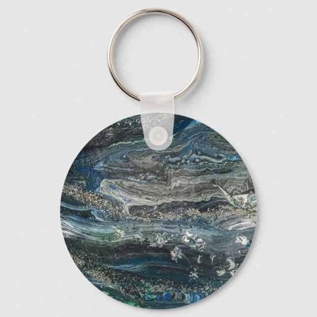 Dreams of the ocean'20 abstract painting  button keychain (Front)