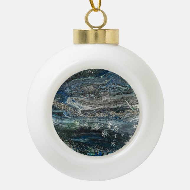 Dreams of the Ocean'20 abstract painting  Ceramic  Ball Christmas Ornament (Front)