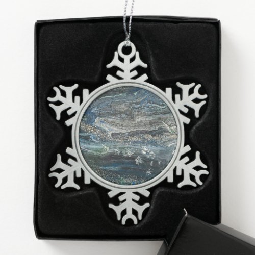 Dreams of the Ocean20 abstract painting  Ceramic  Snowflake Pewter Christmas Ornament