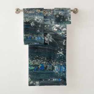 Dreams of the Ocean'20 abstract painting sea grey Bath Towel Set