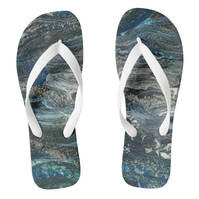 Dreams of the Ocean'20 abstract painting sea grey Flip Flops (Footbed)