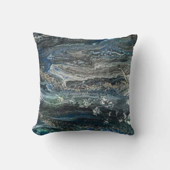 Dreams of the Ocean'20 abstract painting   Throw Pillow (Front)