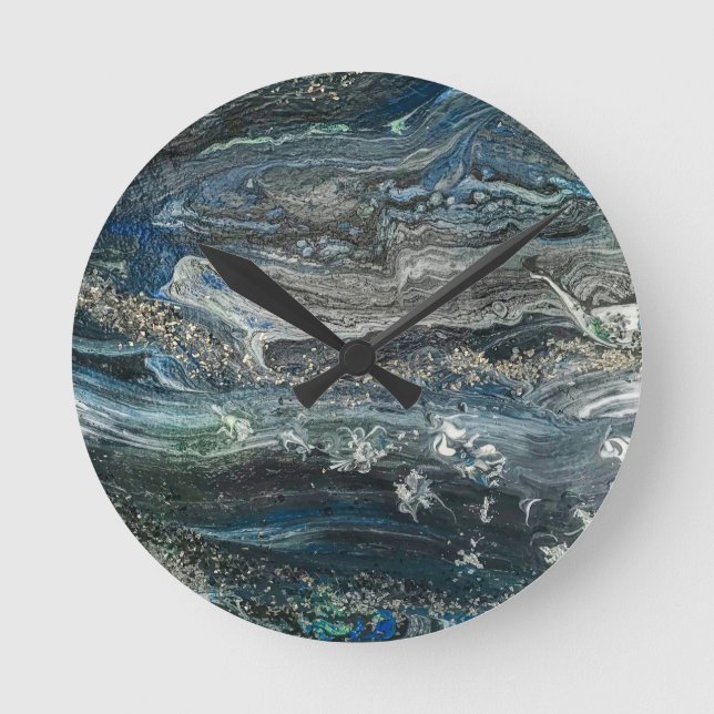 Dreams of the ocean'20 abstract painting  watch round clock (Front)