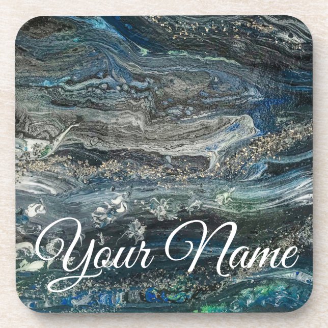 Dreams of the Ocean abstract painting  Beverage Coaster (Front)