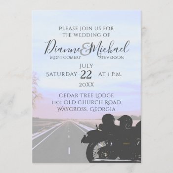 Dreams Of The Open Road Motorcycle Wedding Invitation by sfcount at Zazzle