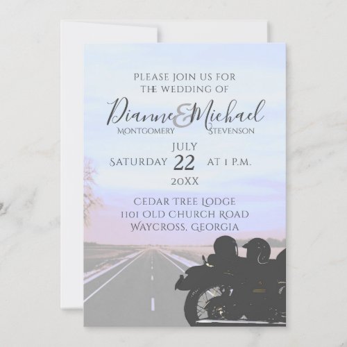 Dreams of the Open Road Motorcycle Wedding Invitation