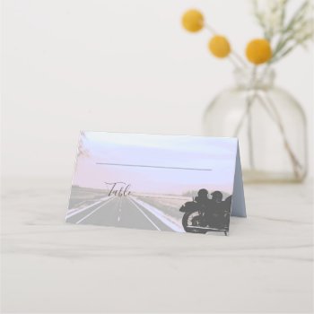 Dreams Of The Open Road Motorcycle Wedding Place Card by sfcount at Zazzle