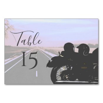 Dreams Of The Open Road Motorcycle Wedding Table Number by sfcount at Zazzle