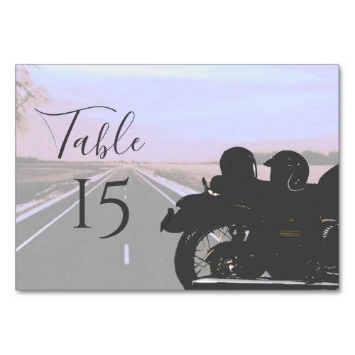 Dreams of the Open Road Motorcycle Wedding Table Number