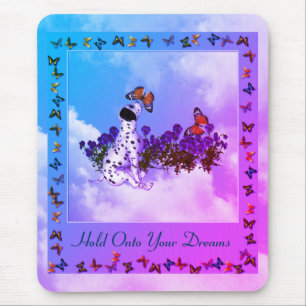 Dreams Puppy Butterflies Inspirational Mouse Pad