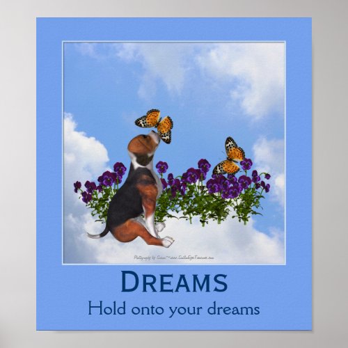 Dreams Puppy Butterflies Inspirational Poster