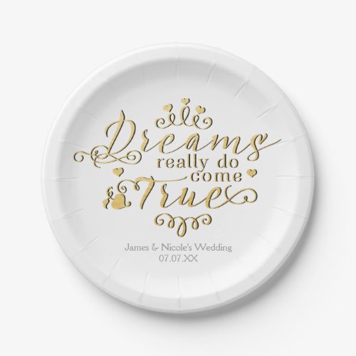 DREAMS REALLY DO COME TRUE Gold Party Plates