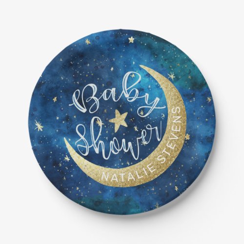 Dreams Really Do Come True Moon Stars Baby Shower Paper Plates