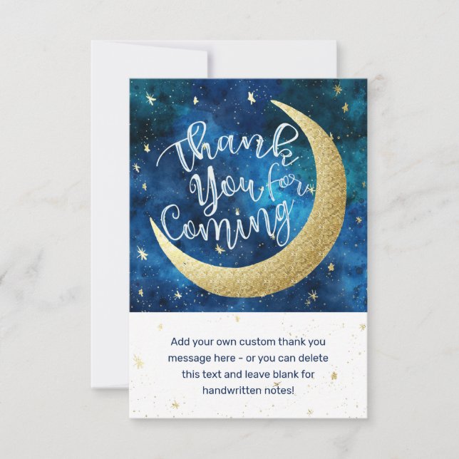 Dreams Really Do Come True Moon Stars Baby Shower Thank You Card (Front)