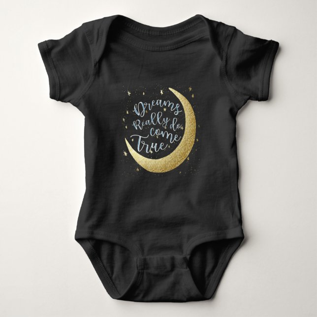 Dreams Really Do Come True Moon & Stars New Baby Baby Bodysuit (Front)