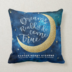 Dreams Really Do Come True Moon Stars Personalized Throw Pillow