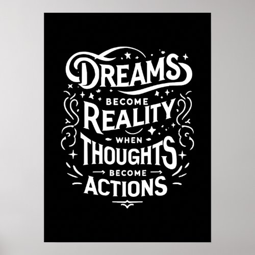 Dreams vs Actions _ Gym Hustle Success Motivation Poster