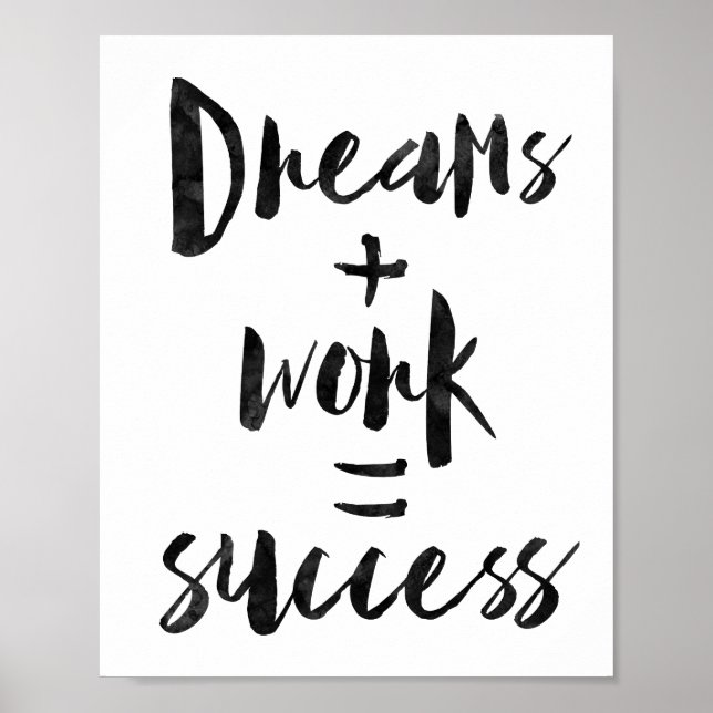 Dreams + Work = Success Poster (Front)
