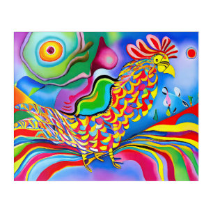 "Dreamscape Bird". A surreal abstract cockerel Acrylic Print