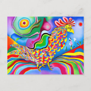 "Dreamscape Bird". A surreal abstract cockerel Postcard