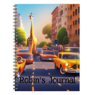 Dreamscape Giraffe in City with cars Notebook