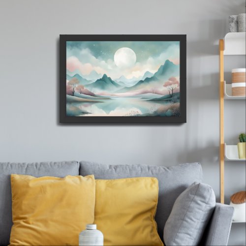 Dreamscape Horizons Ethereal Abstract Landscape Framed Art