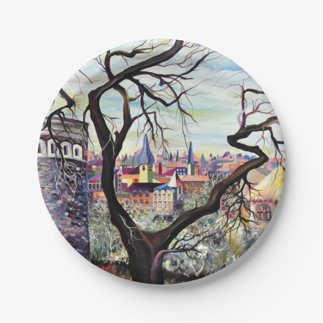 Dreamscape Luxembourg bohemian city Paper Plates (Front)