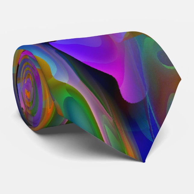 Dreamscape modern abstract art neck tie (Rolled)