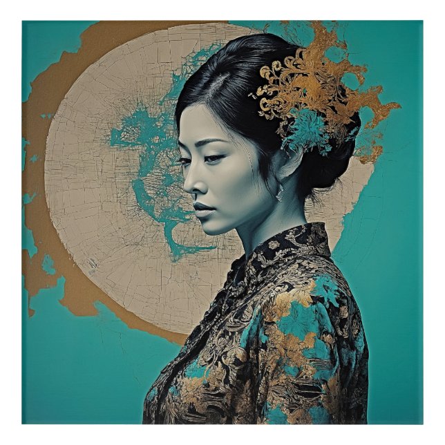 Dreamscape Muse: Double Exposure Japanese Acrylic Print (Front)