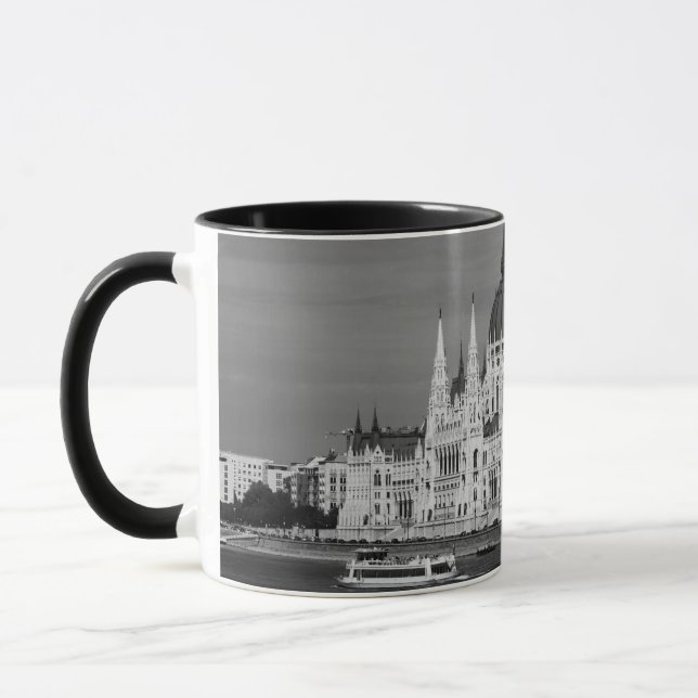 Dreamscape Palace Panorama Black and White Mug (Left)