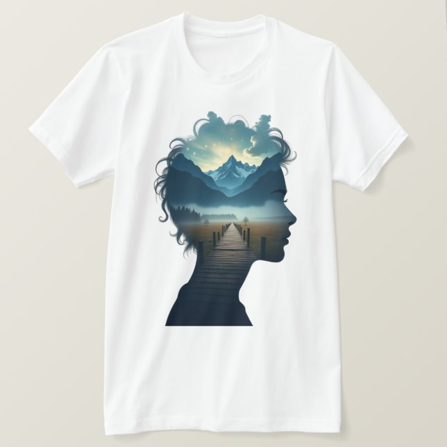 Dreamscape Within – Double Exposure Silhouette Lan T-Shirt (Design Front)