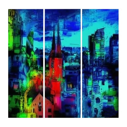 Dreamscapes of Urban Nights Chromatic Symphony Triptych