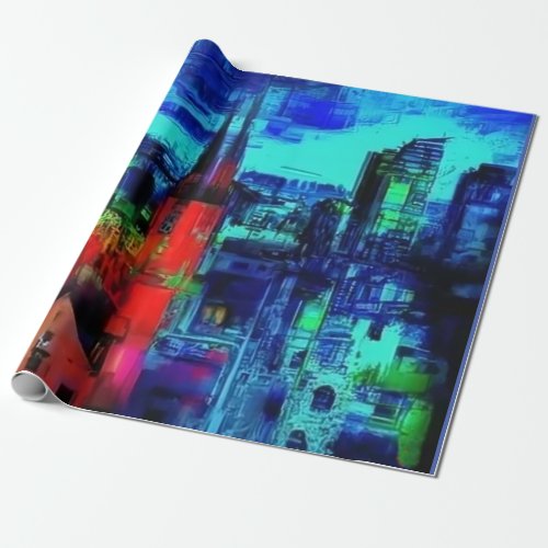 Dreamscapes of Urban Nights Chromatic Symphony Wrapping Paper