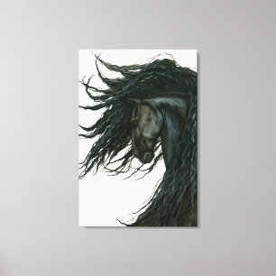 DreamWalker Friesian Black Horse Art by Bihrle Canvas Print