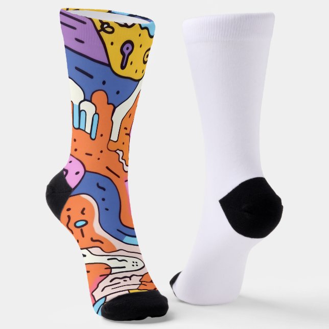  Dreamwalkers Psychedelic Crew Socks, Abstract Art Socks (Angled)