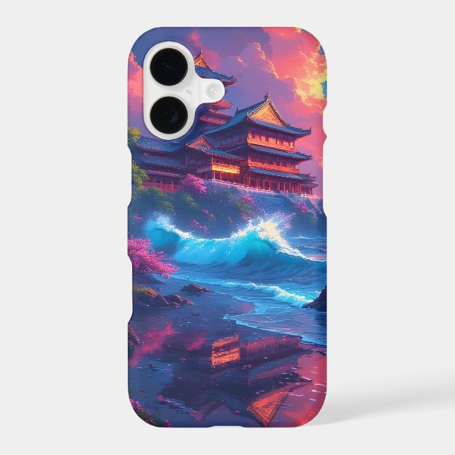 Dreamwave Pagoda by the Sea iPhone Case (Back)