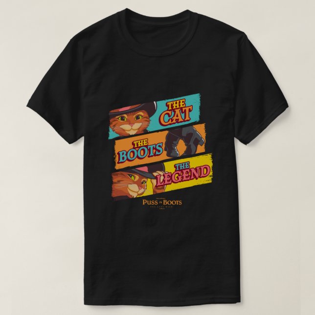 DreamWorks Puss In Boots The Last Wish Logo Panels T-Shirt (Design Front)