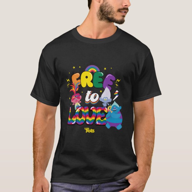 Dreamworks Trolls Free To Love T-Shirt (Front)