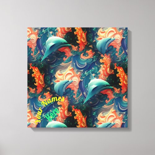 Dreamy 3D Dolphin pattern Canvas Print