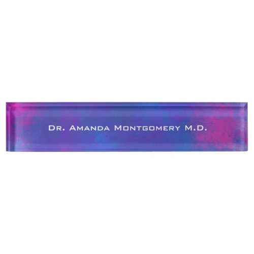 Dreamy Abstract Colors in Pink Purple and Blue Name Plate