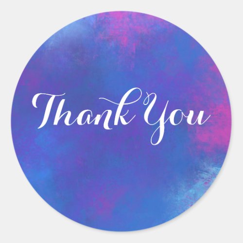 Dreamy Abstract in Pink Purple and Blue Thank You Classic Round Sticker
