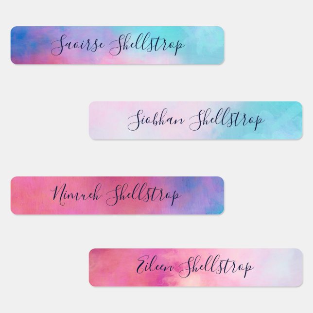 Dreamy Abstract Pastels Name In Calligraphy Labels (Group)
